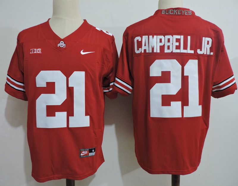 Men Ohio State Buckeyes 21 Campbell jr Red Nike 2025 NCAA Jersey